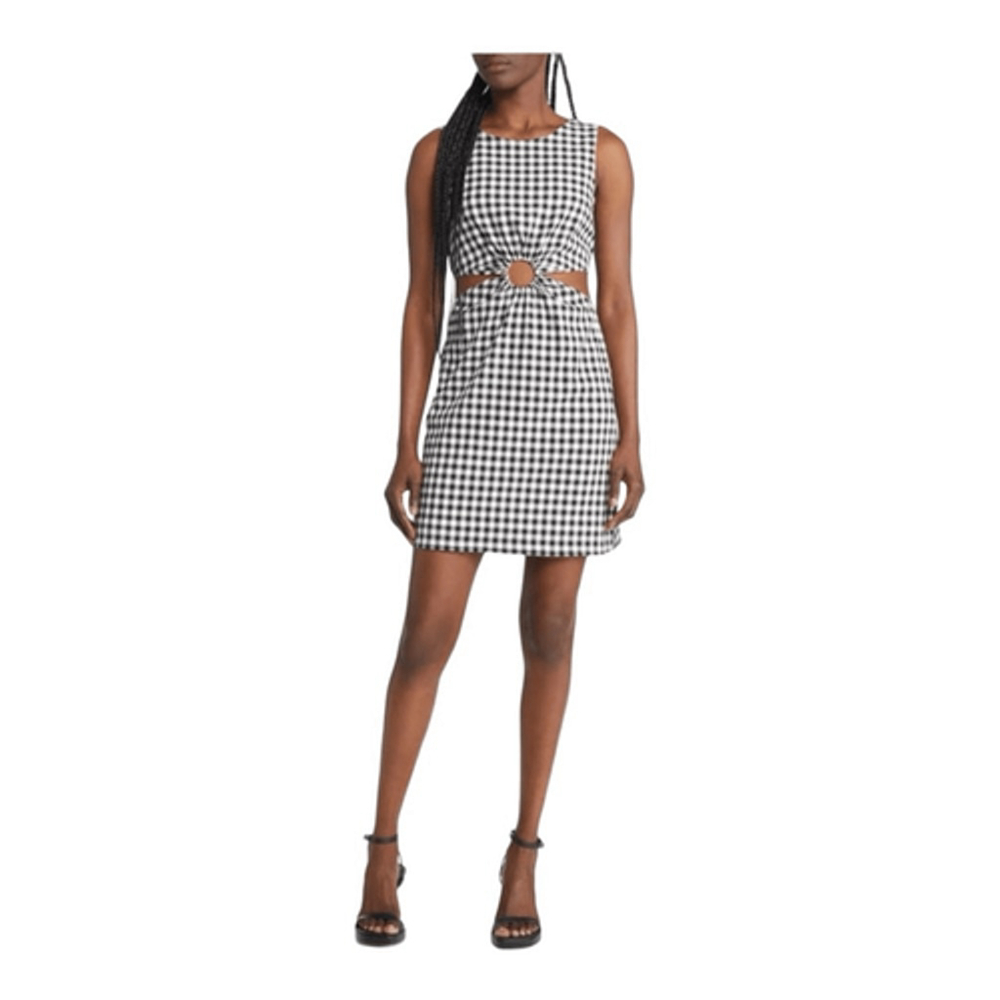 Wayf Jules Cutout O-ring Minidress in Black and White Size Medium